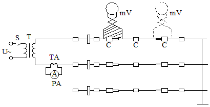 變電所測量接頭電阻的試驗(yàn)接線圖